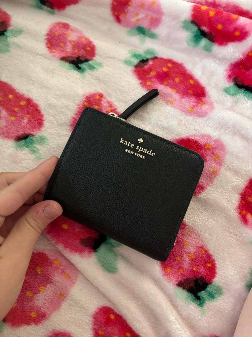 kate spade Black Zip Around Leather Card Holder Wallet
